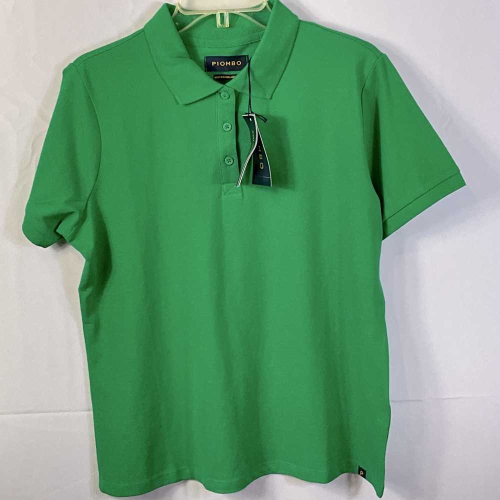 Piombo Green Polo Shirt With Button Up Neck Size XL Runs small